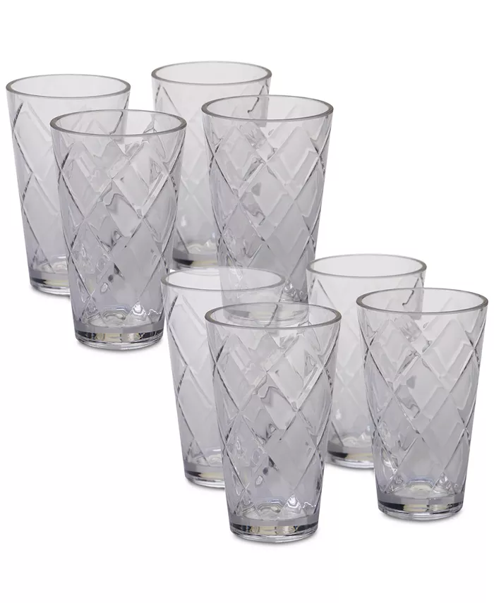 Certified International Clear Diamond Acrylic 8-Pc. Iced Tea Glass Set - Mycitystee