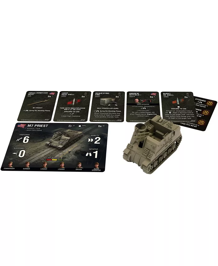 Gale Force Nine World of Tanks American M7 Priest Wave 8 Assault Blaster Expansion 7 Piece Miniatures Game - Mycitystee