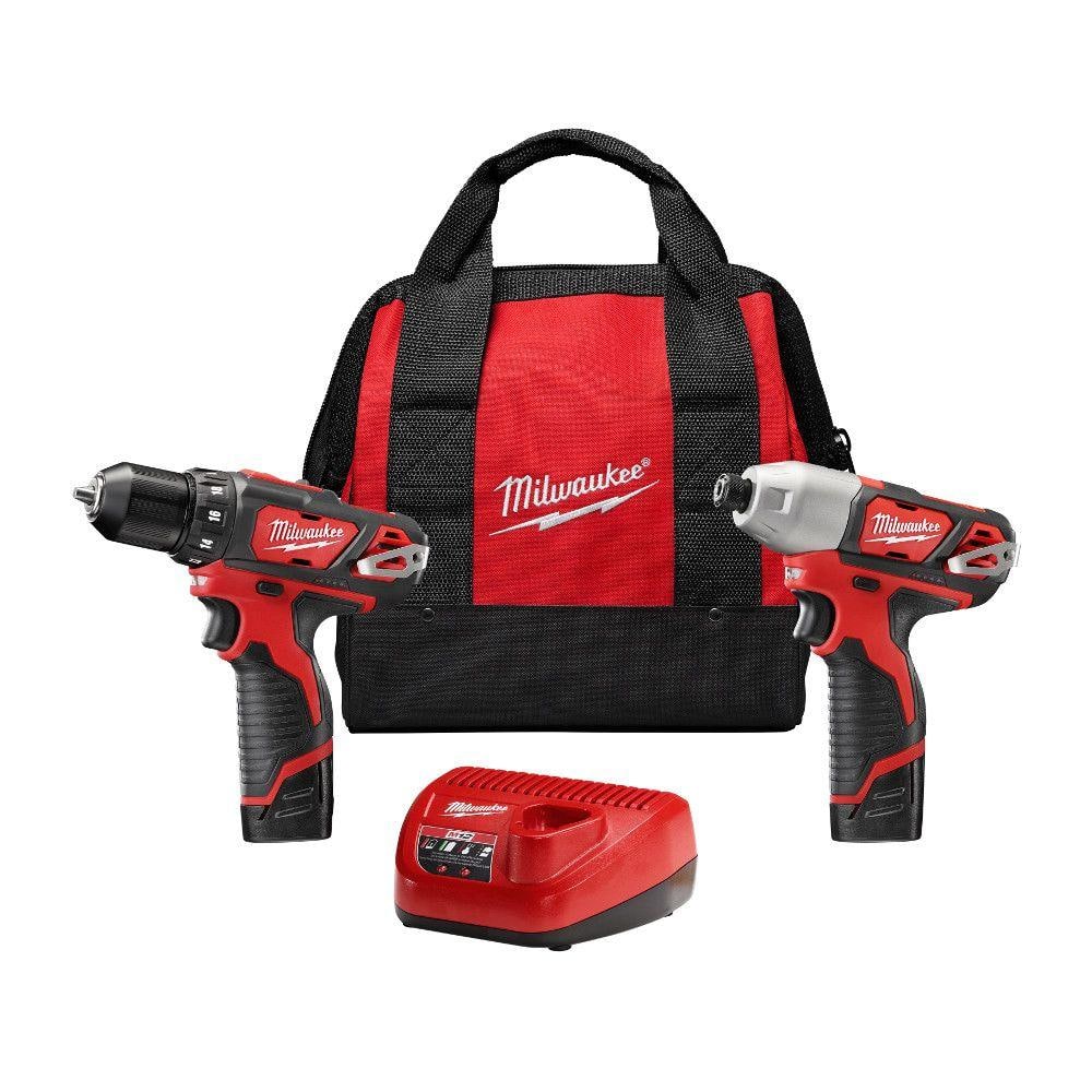 Milwaukee M12 12V Lithium-Ion Cordless Drill Driver/Impact Driver Combo Kit w/ Two 1.5Ah Batteries, Charger Tool Bag (2-Tool) 2494-22 - Mycitystee