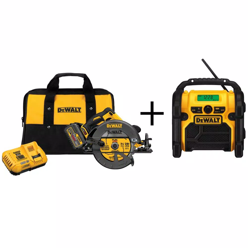 DEWALT FLEXVOLT 60-Volt MAX Cordless Brushless 7-1/4 in. Circular Saw， (1) FLEXVOLT 6.0Ah Battery and Worksite Radio and#8211; XDC Depot - Mycitystee