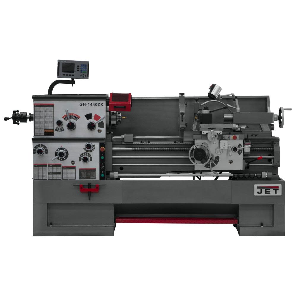 JET Gear Head 14 x 40 ZX Lathe with ACU-RITE 203 DRO Collet Closer and Taper Attachment 321569 from JET - Mycitystee