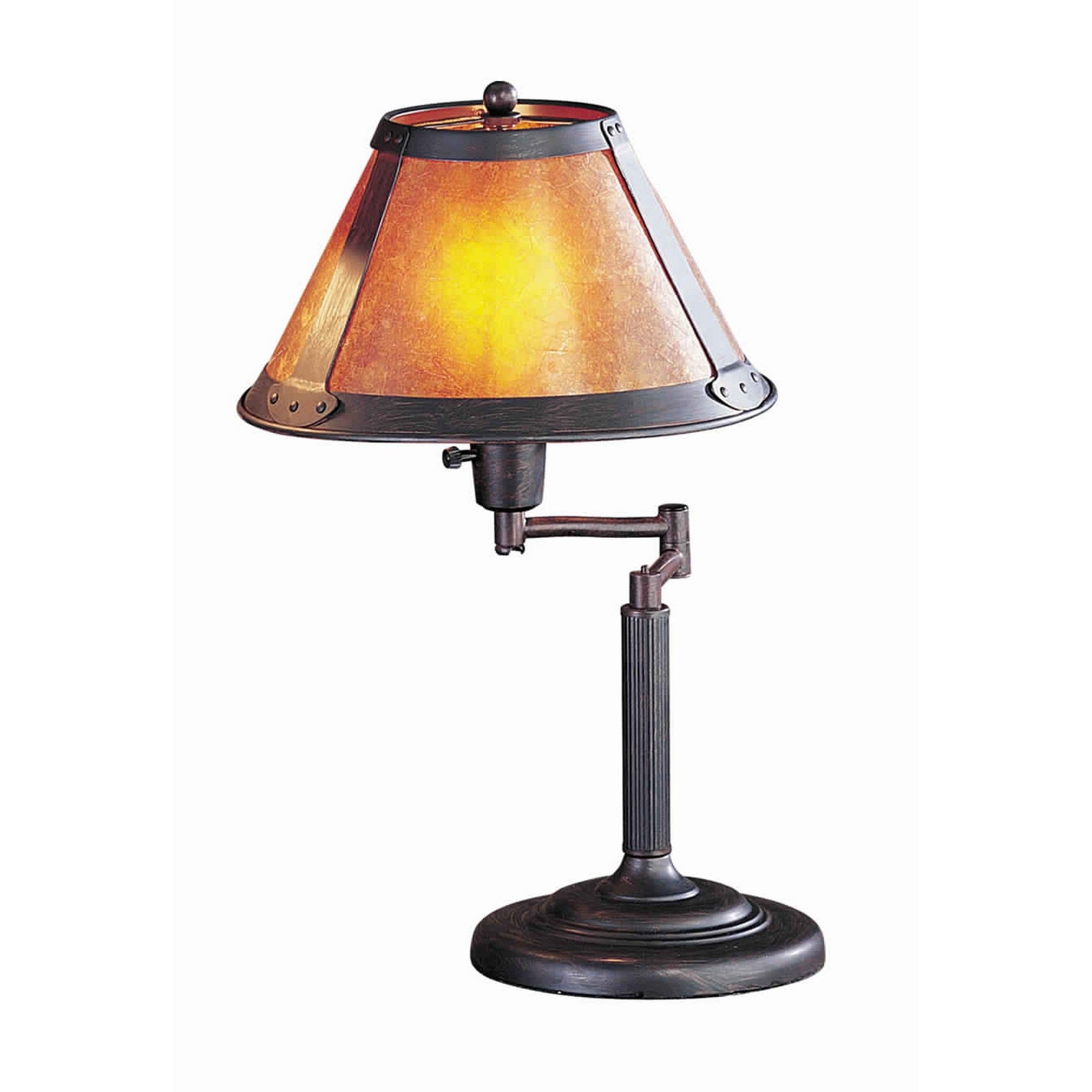 Metal Body Swing Arm Table Lamp with Conical Mica Shade， Bronze - Mycitystee