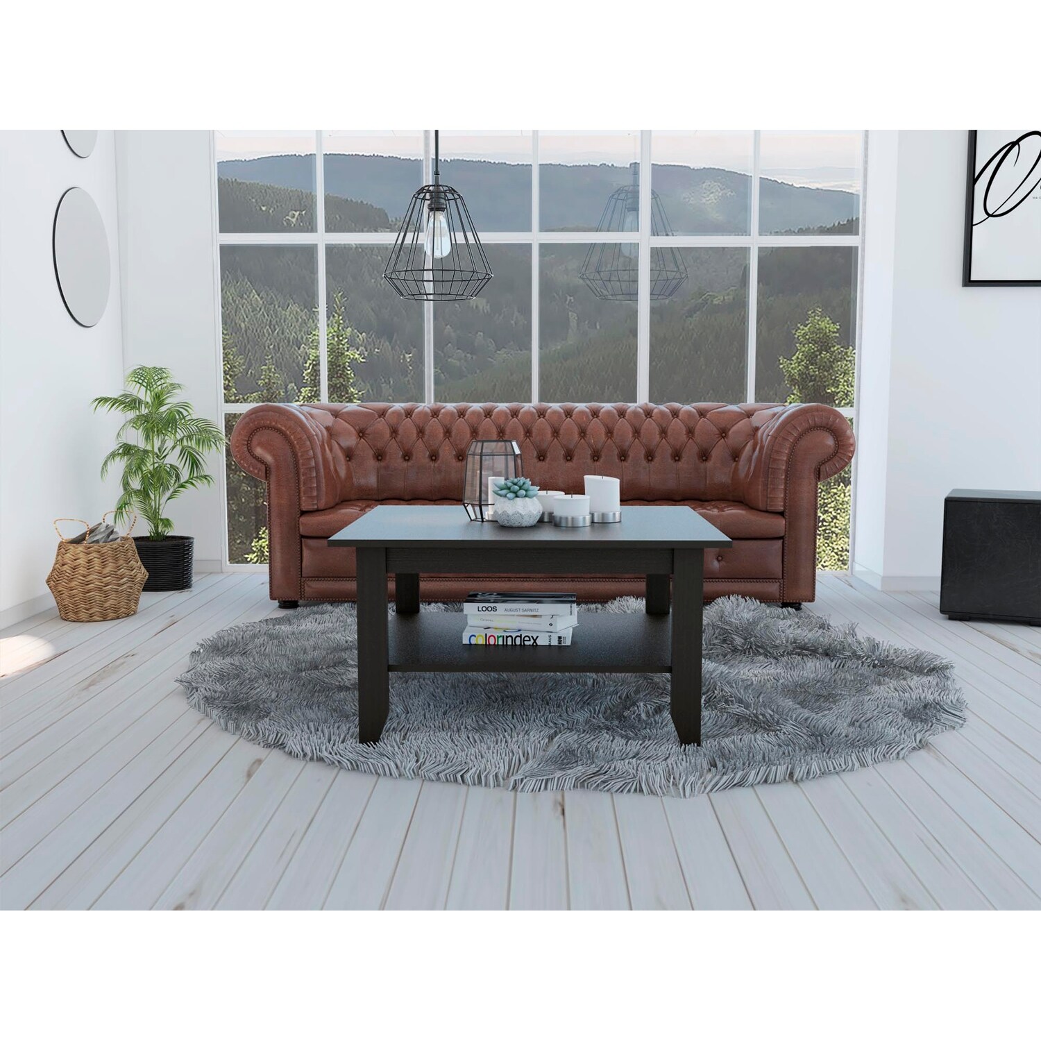 Modern Coffee Table with 1 Open Shelf - Mycitystee