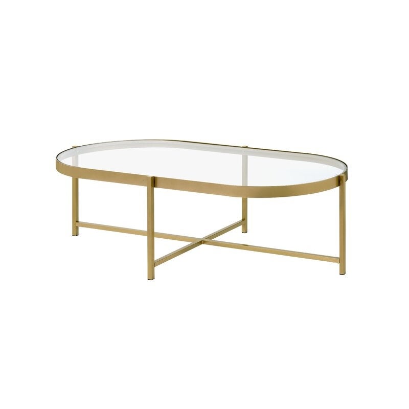 Oval Glass Coffee Table with Gold Finish - Mycitystee