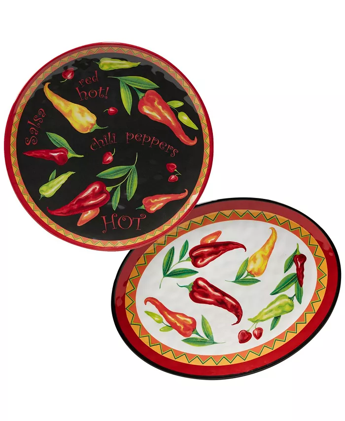 Certified International Certified Red Hot 2 Piece Melamine Platter Set: Round Platter， Oval Platter - Mycitystee