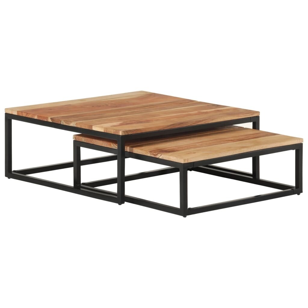 vidaXL Nesting Coffee Tables 2 pcs Solid Acacia Wood - Mycitystee
