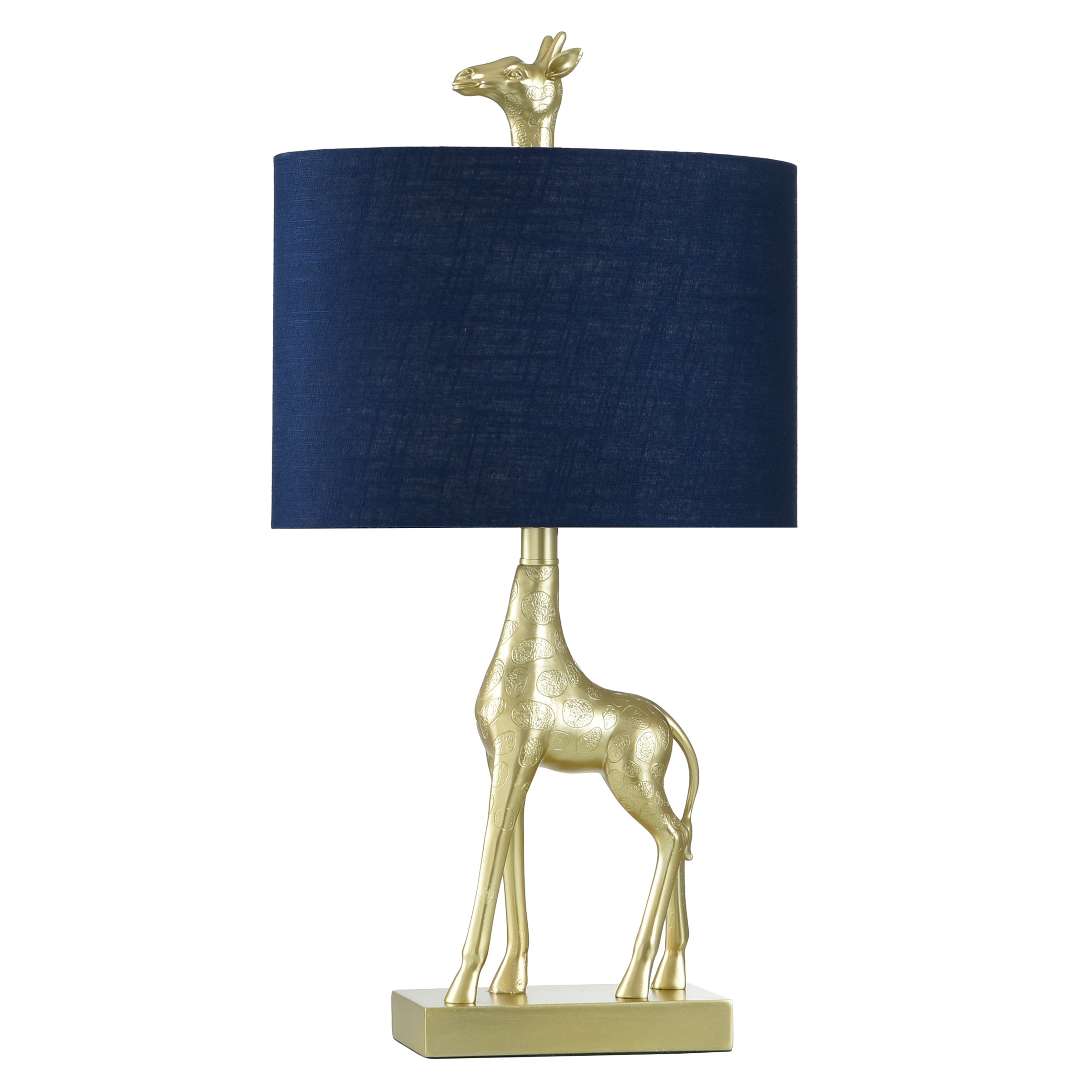 StyleCraft Golden Giraffe Solid Gold Table Lamp - Navy Blue Shade - Mycitystee