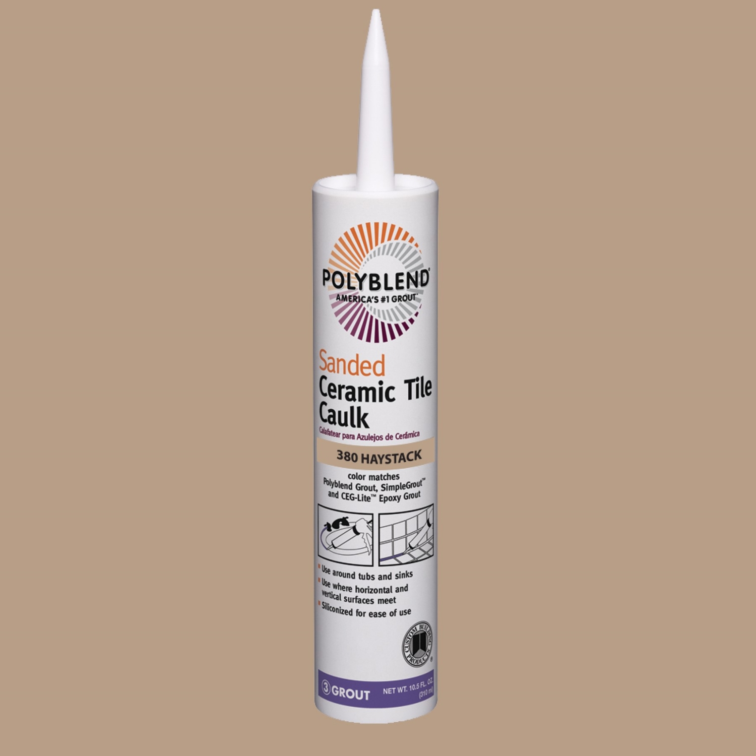 Custom Building Products Polyblend Haystack Siliconized Acrylic Tile Caulk 10.5 oz - Mycitystee
