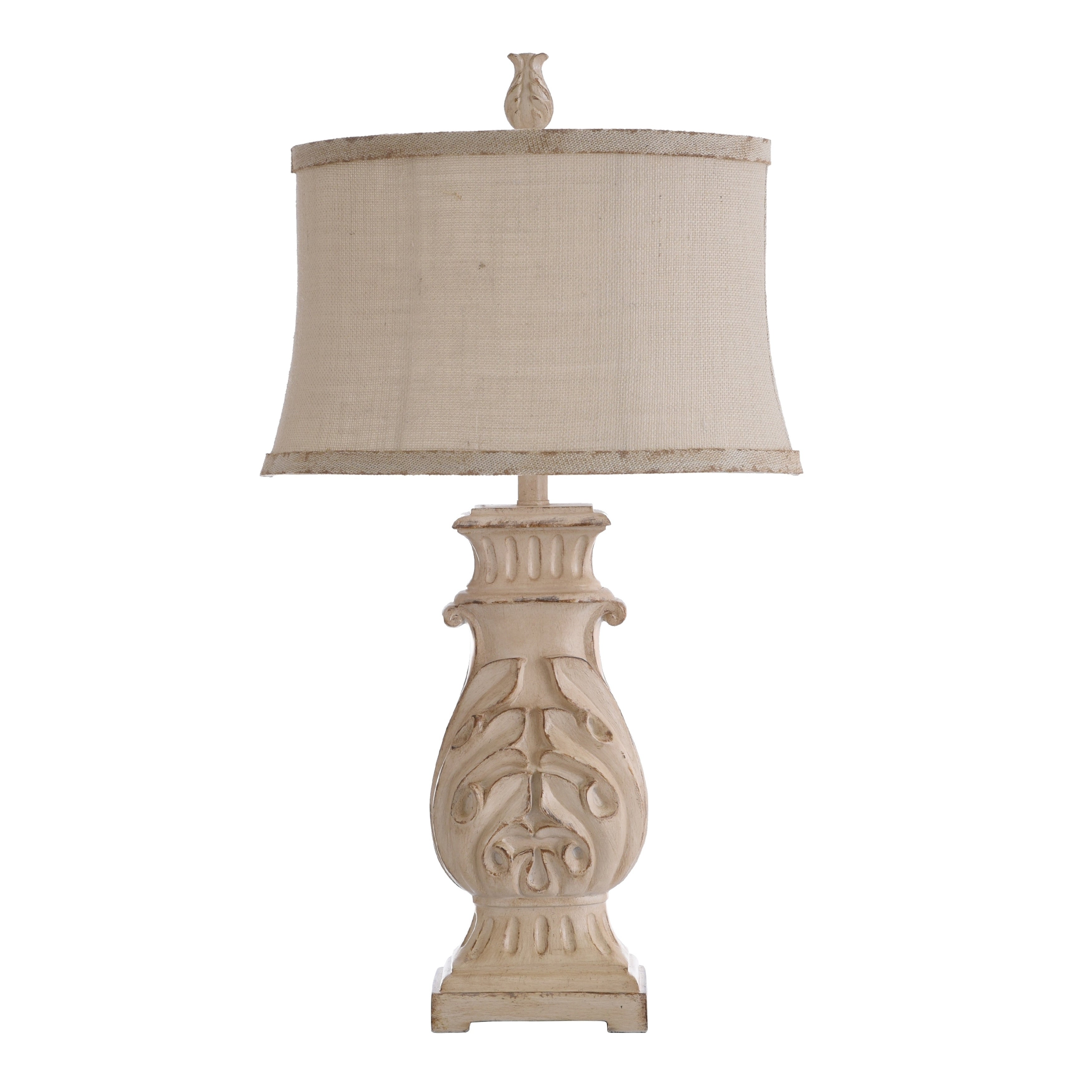 StyleCraft Bokava Distressed Antique White Table Lamp - Beige Softback Fabric Shade - Mycitystee