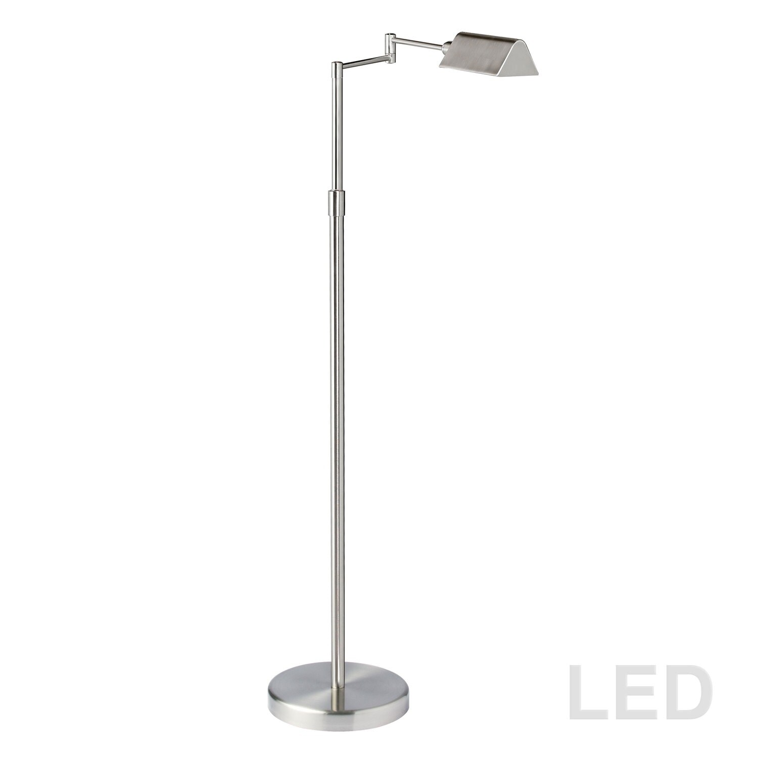 9W LED Swing Arm Floor， Satin Nickel Finish - Mycitystee