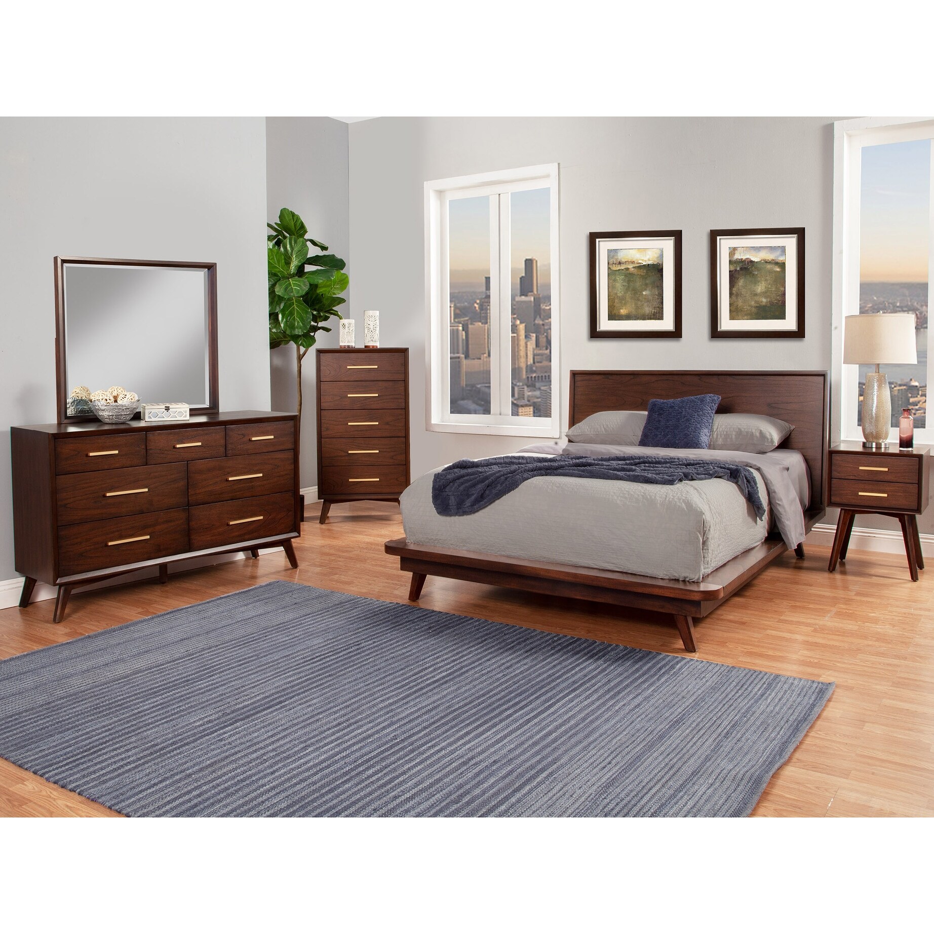 Alpine Furniture Gramercy 7 Drawer Wood Dresser in Walnut (Brown) - - 31747196 - Mycitystee