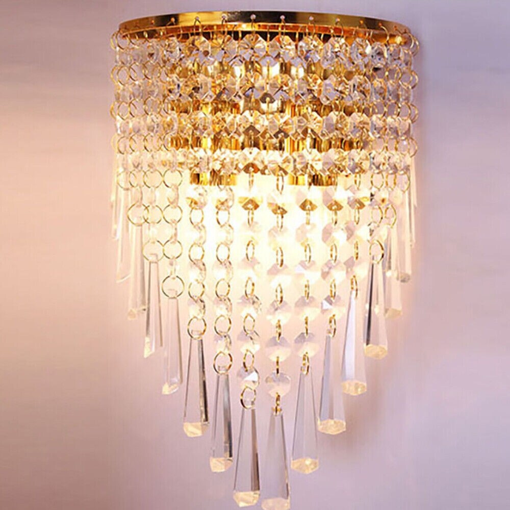 Crystal Wall Sconces Glam Wall Light Bedroom Hallway Lamp - Mycitystee