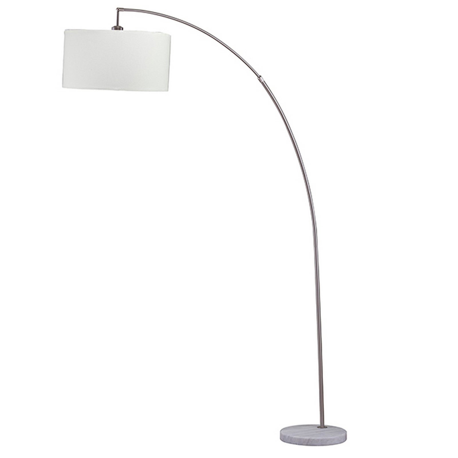 Floor Lamp with Curved Metal Frame and Drum Shade， Silver - Mycitystee