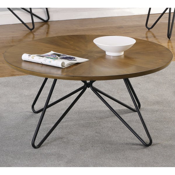 Coaster Furniture Brinnon Dark Brown and Black Round Coffee Table - Mycitystee
