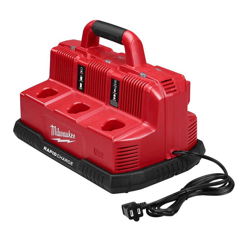 Milwaukee M12 and M18 12-Volt/18-Volt Lithium-Ion Multi-Voltage 6-Port Sequential Rapid Battery Charger (3 M12 and 3 M18 Ports) 48-59-1807 - Mycitystee