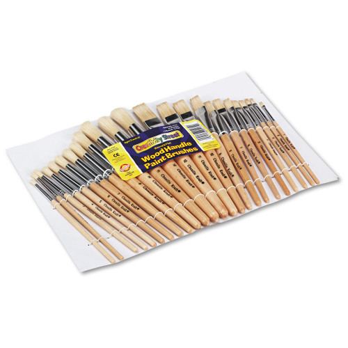 Creativity Street Preschool Brush Set， Sizes 1-12， Natural Bristle， Flat; Round， 24/Set (5172) - Mycitystee