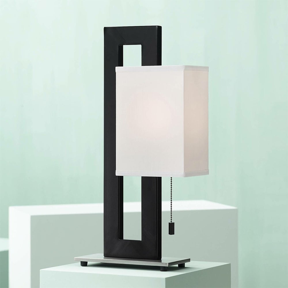 Set of 2 Modern Table Lamp Black Floating Square - 9