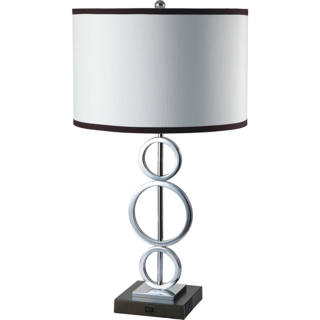 Single-light Silver 3-ring Table Lamp with Outlet Base - Mycitystee