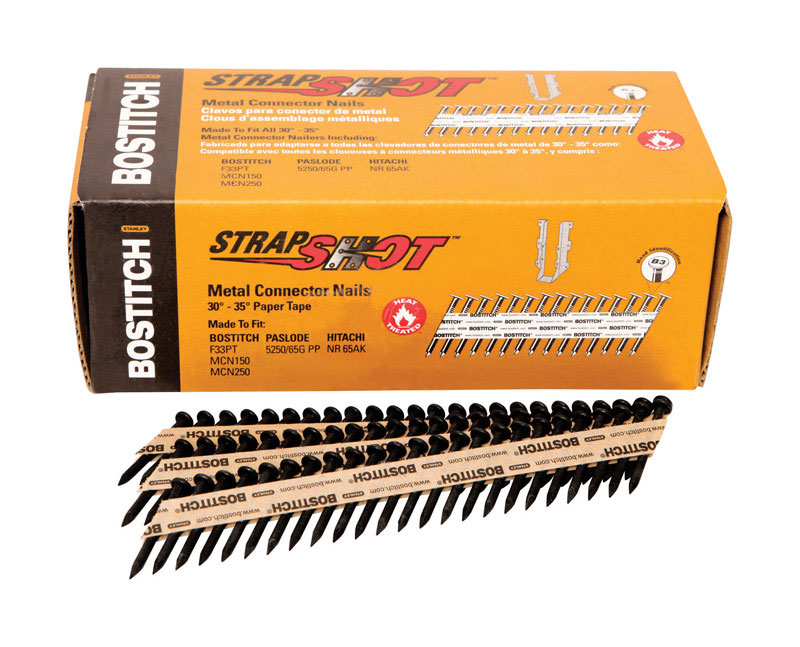 Bostitch StrapShot 1-1/2 in. 11 Ga. Straight Strip Brite Metal Connector Nails 35 deg 1000 pk - Mycitystee