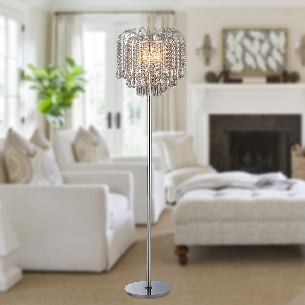 Xyrisse 4-light Crystal 58-inch Chrome Floor Lamp - Mycitystee
