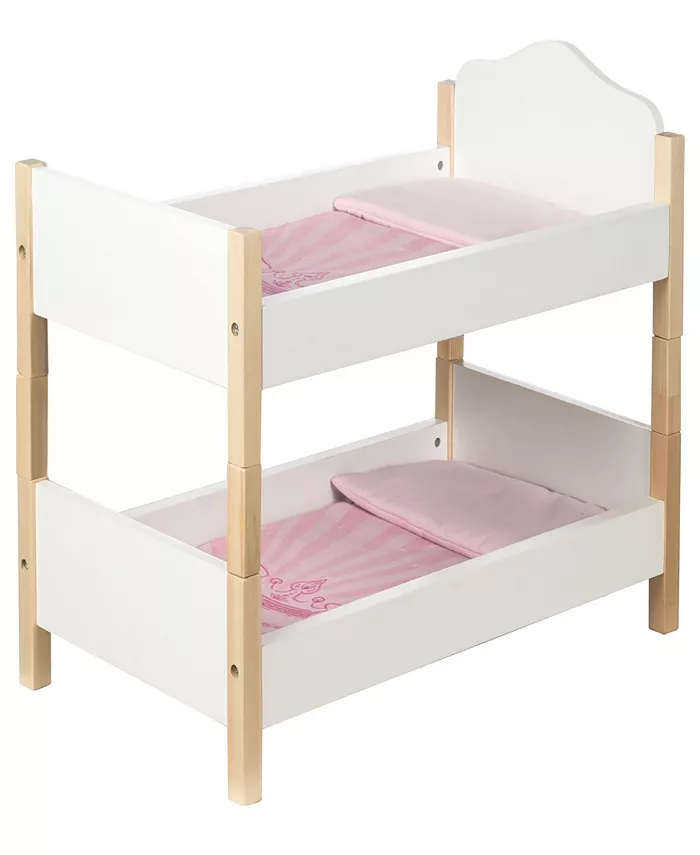 Roba-Kids Doll Separable Bunk Bed 5 Piece Set Scarlett Crown White with Blankets Pillow Children's Pretend Play - Mycitystee