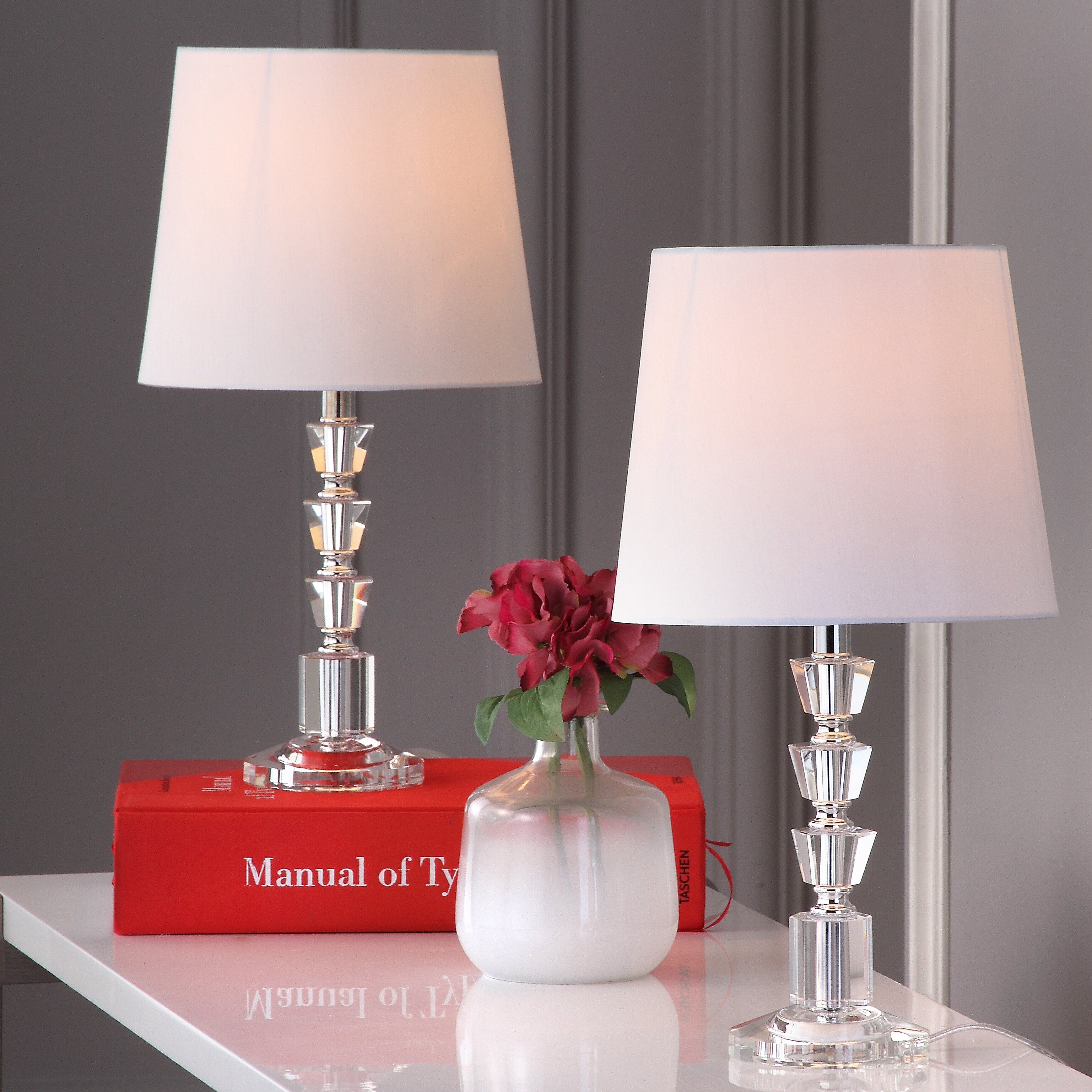 SAFAVIEH Lighting 16-inch Harlow Tiered Crystal Table Lamp (Set of 2) - 9