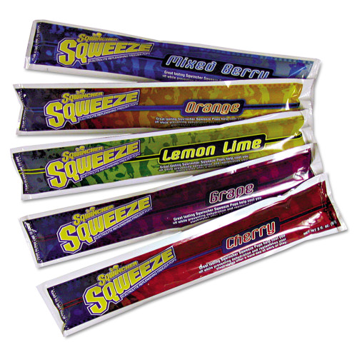 Sqwincher Sqweeze Freeze Pops， Assorted Flavors， 3 oz Packets， 150/Carton (159200201) - Mycitystee