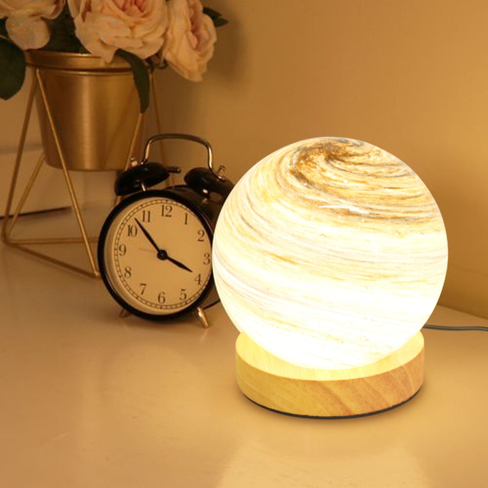 Saturn Lamp Smart Home Night Light Dimmable LED Table Bedside Lamp Birthday Gift - Grey - m - Mycitystee