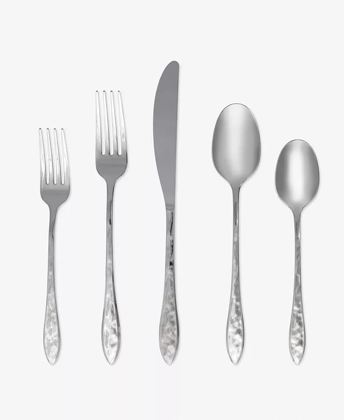 Cambridge Silversmiths Devyn Textured Mirror 20-Piece 18 10 Stainless Steel Flatware Set， Service for 4 - Mycitystee