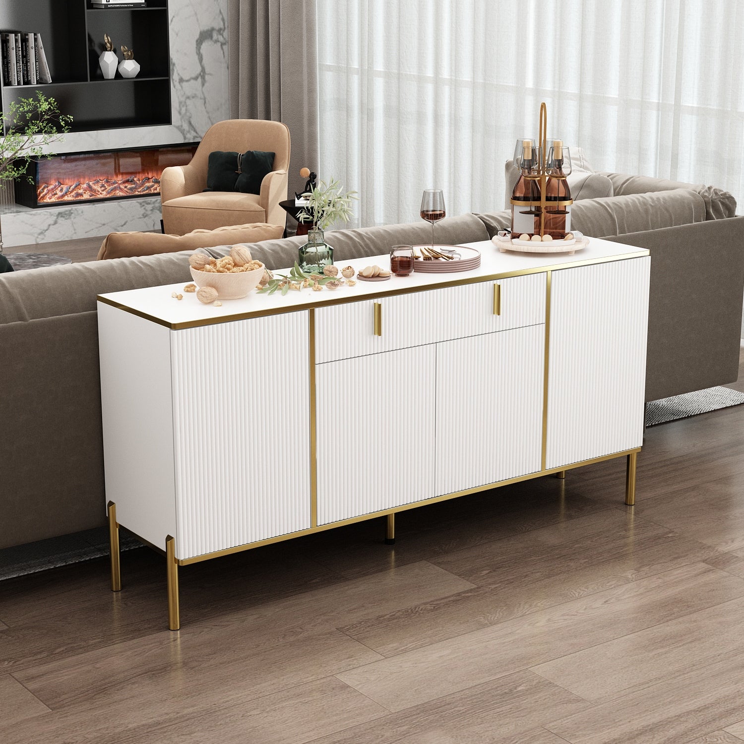 Sideboard Dresser Cabinet Storage Console Televison Table Pop-up Door - - 37039993 - Mycitystee