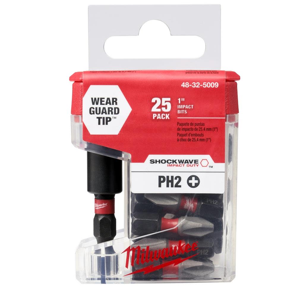 Milwaukee SHOCKWAVE Impact Phillips #2 Insert Bits with Bit Holder 25PK 48-32-5009 from Milwaukee - Mycitystee