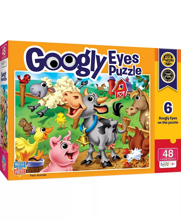 MasterPieces Puzzles Funny Jigsaw Puzzle - Farm Animals Googly Eyes 48 Pieces - Mycitystee