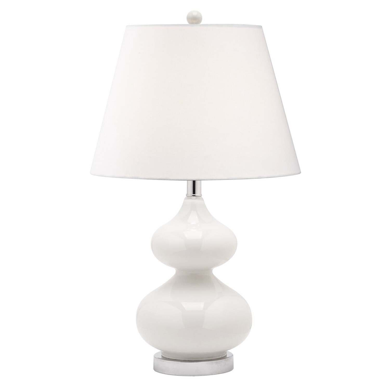 1LT Incandescent Table Lamp， WH GL w/ White Shade - Mycitystee
