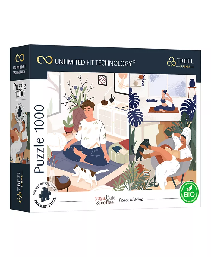Trefl Prime 1000 Piece Puzzle- Yoga， Cats Coffee Peace of Mind - Mycitystee