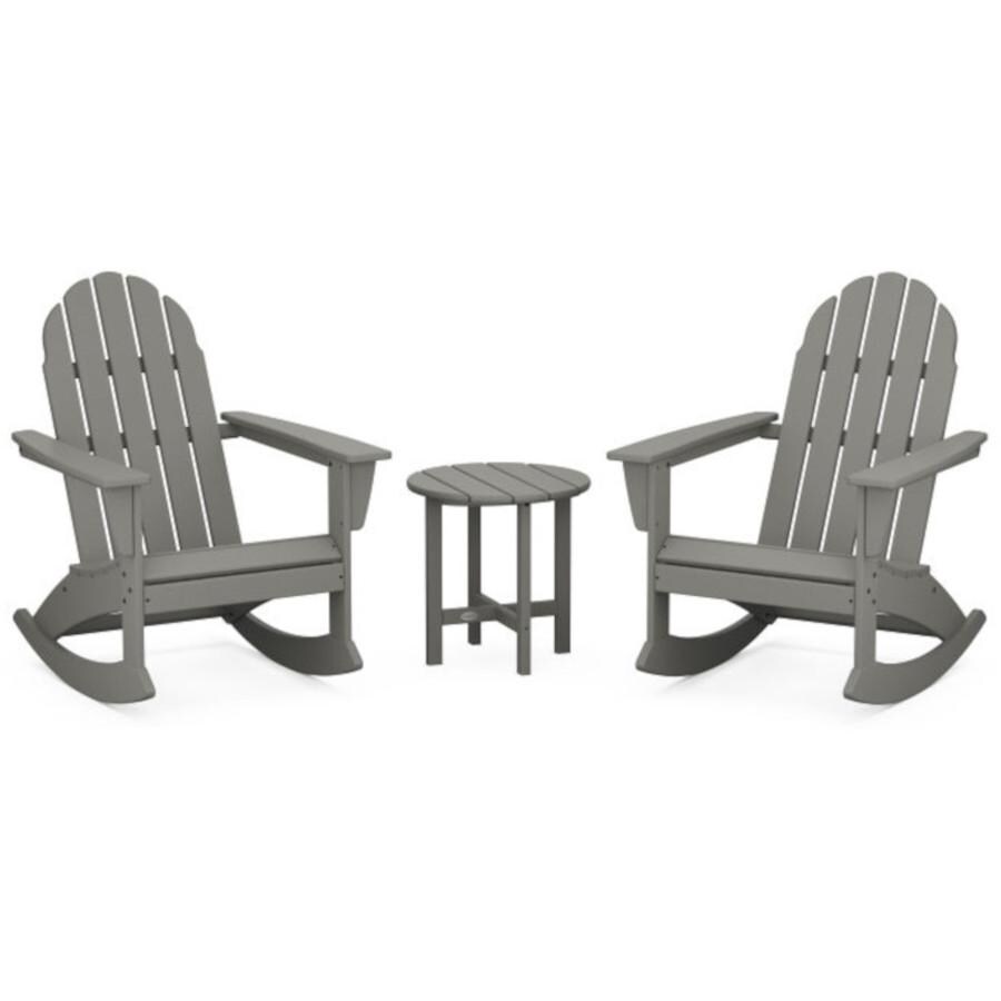 POLYWOOD Vineyard 3-Piece Adirondack Rocking Chair Set in Slate Grey - Mycitystee