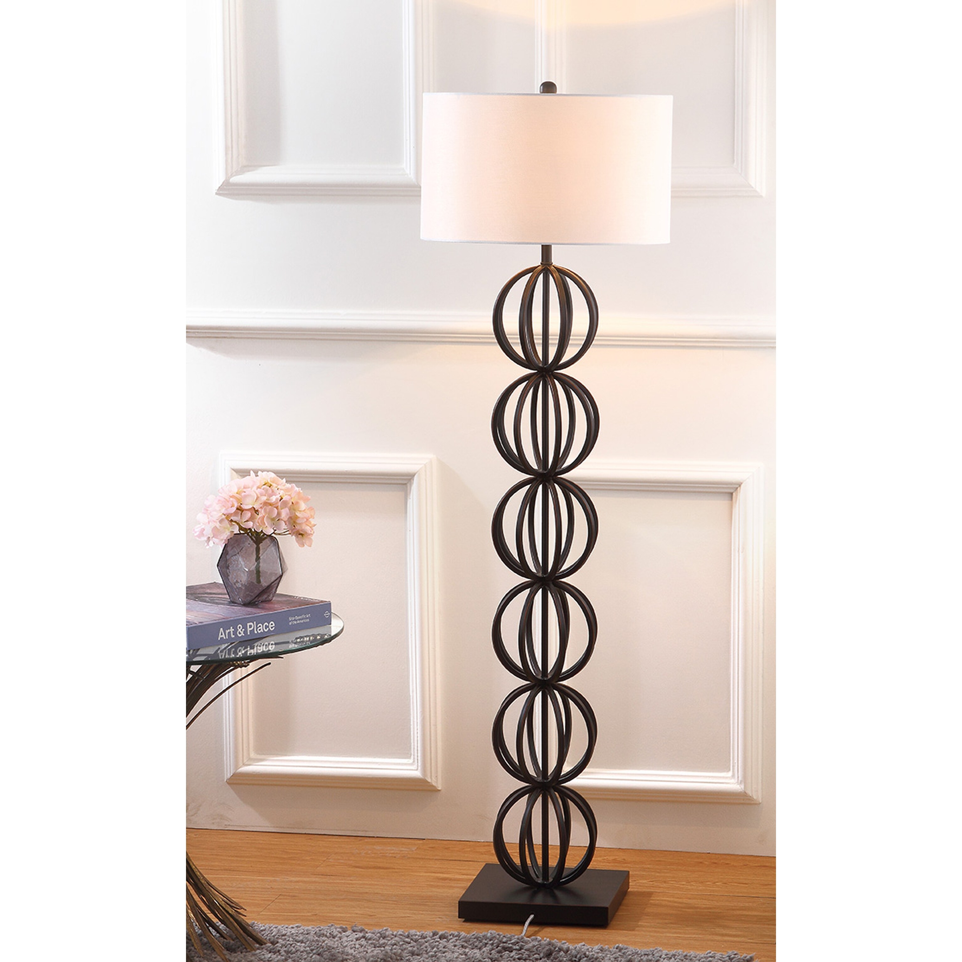 SAFAVIEH Lighting 59-inch Suzie Sphere Black Floor Lamp - 17