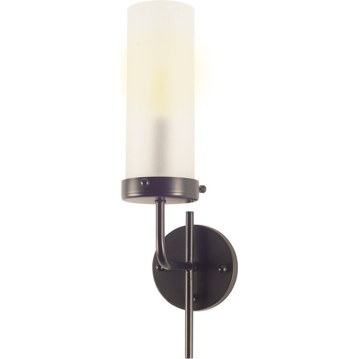 Bougeoir Dark Grey Metal Cylindrical Glass Shade Wall Sconce - 8