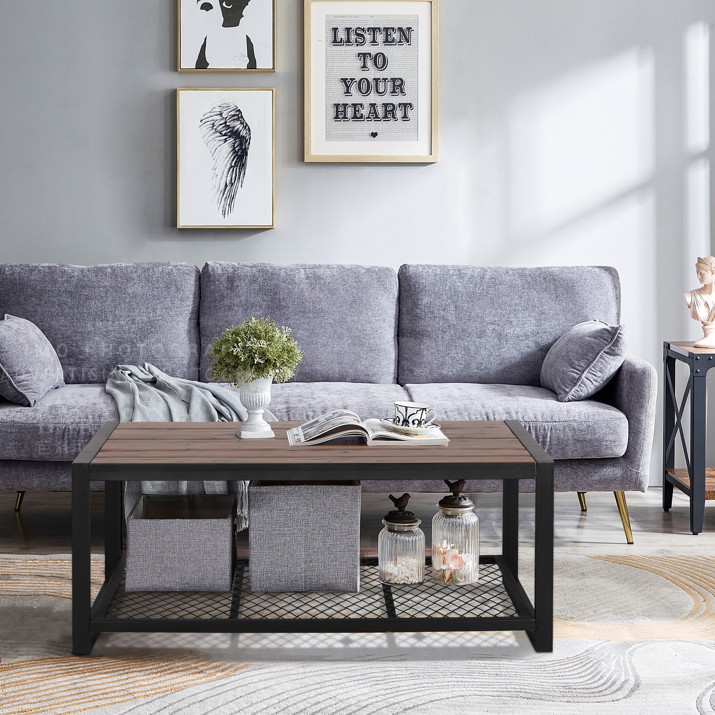 Coffee Table with a Natural Reclaimed Wood Finish， for Living room - Mycitystee