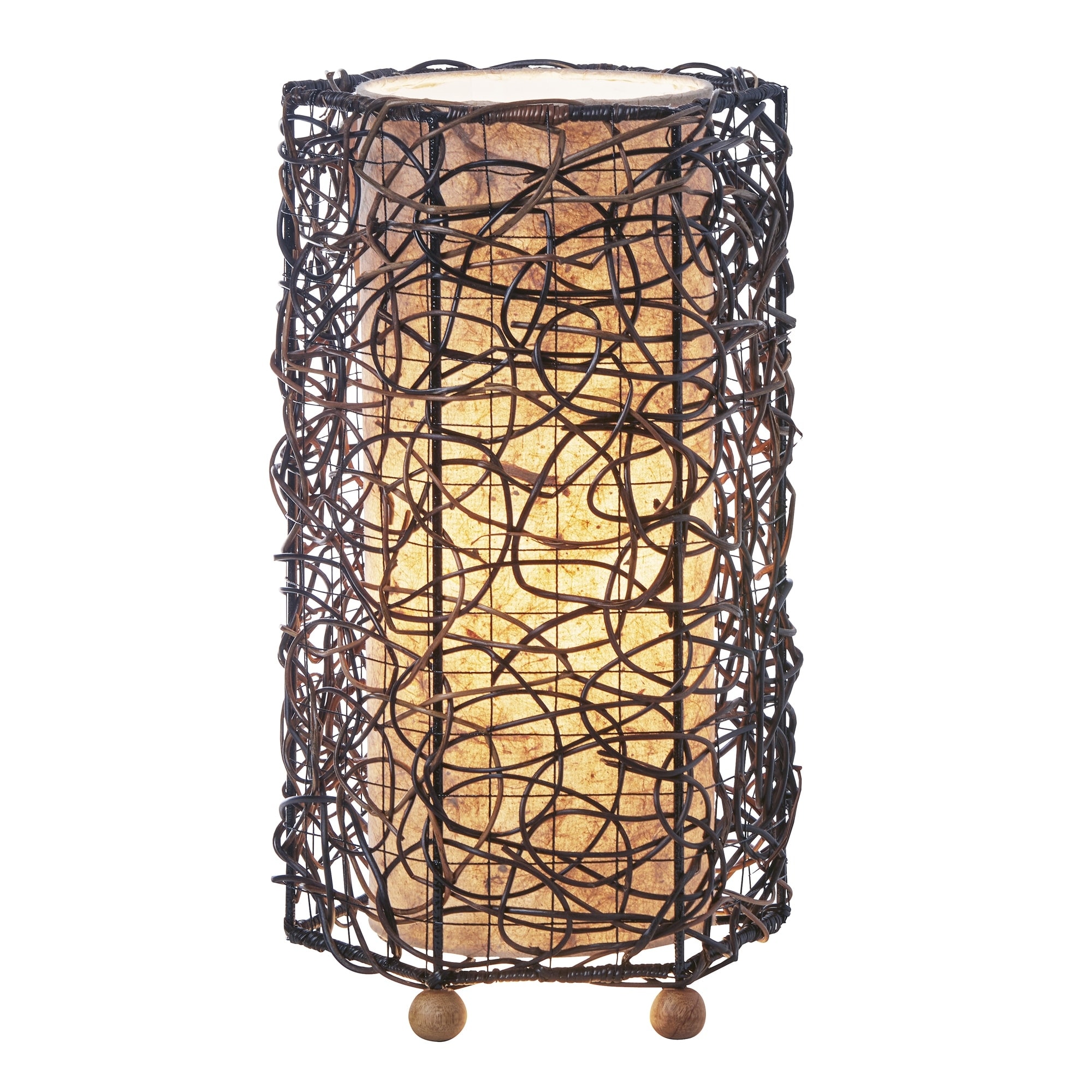 Handmade Natural Nito Table Lamp - 7 x 7 x 17 - Mycitystee