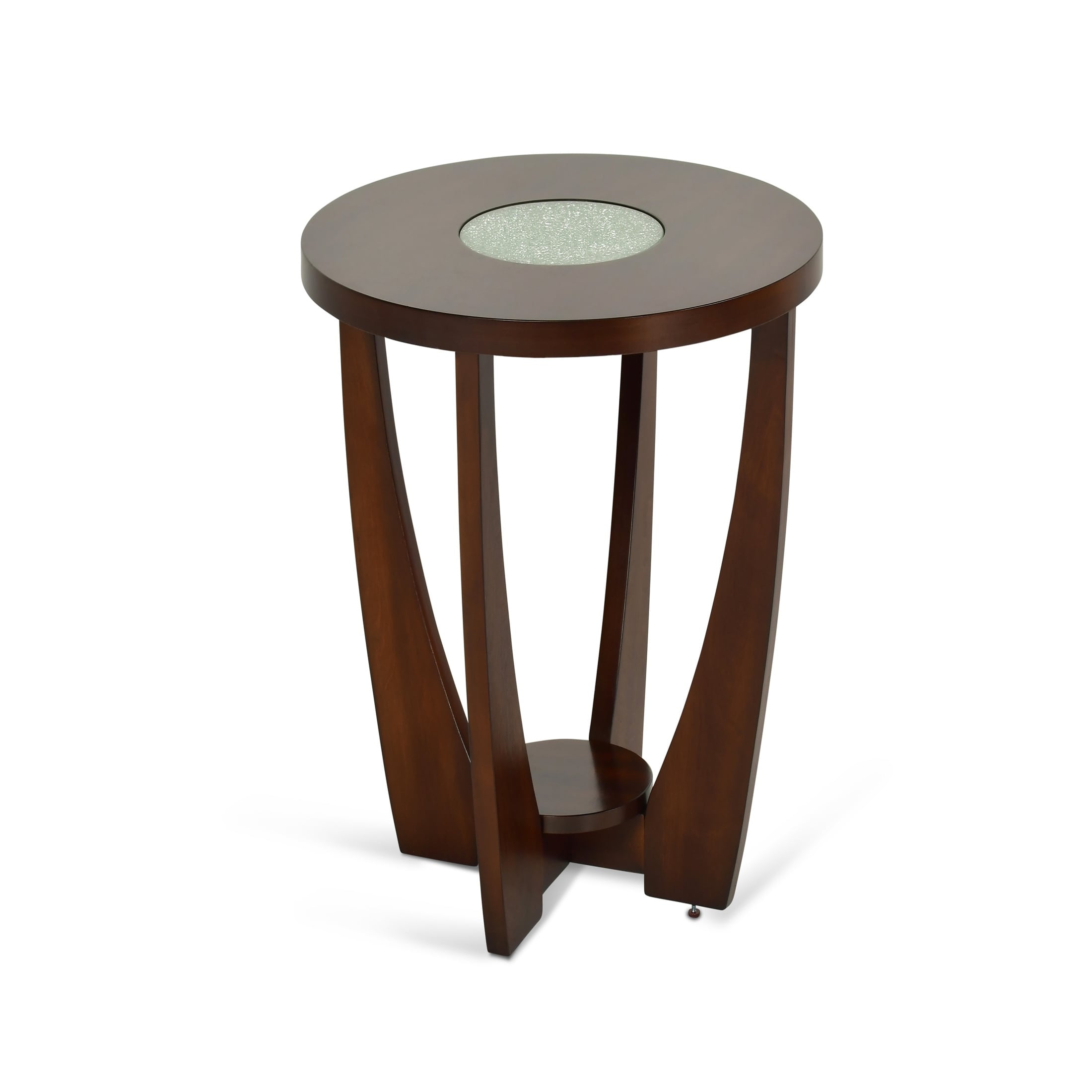 Cherry Solid Wood End Table w/CrackedGlass - Mycitystee