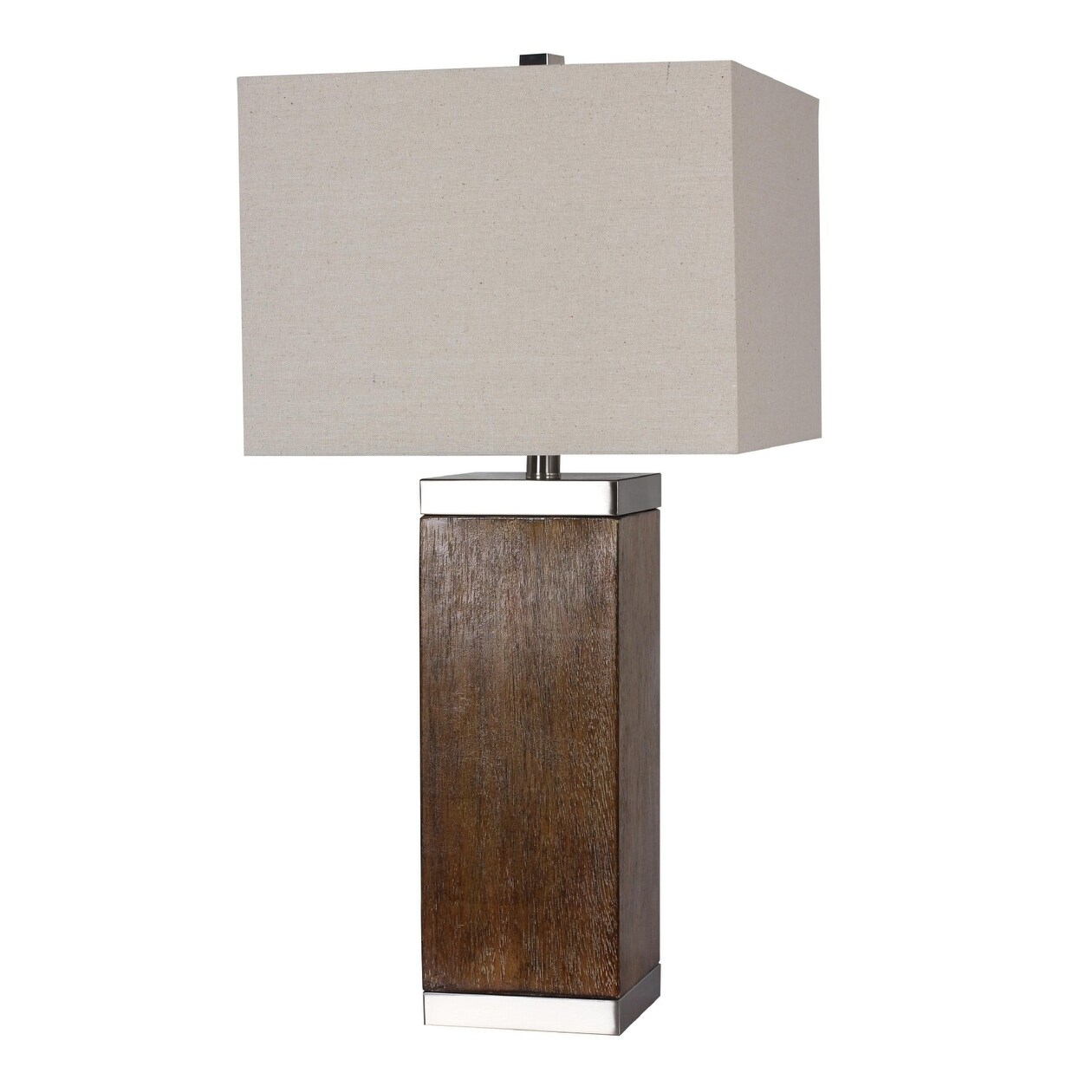 Walnut Body Table Lamp With An Oatmeal Linen Shade - Mycitystee