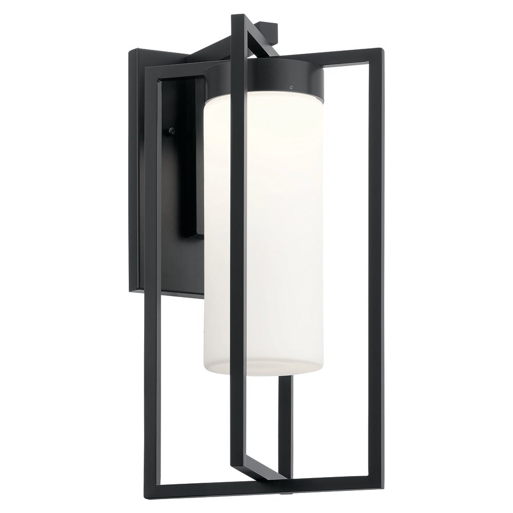 Kichler Drega 18.5 Inch 1 LED Wall Light with Satin Etched Glass in Black - Mycitystee