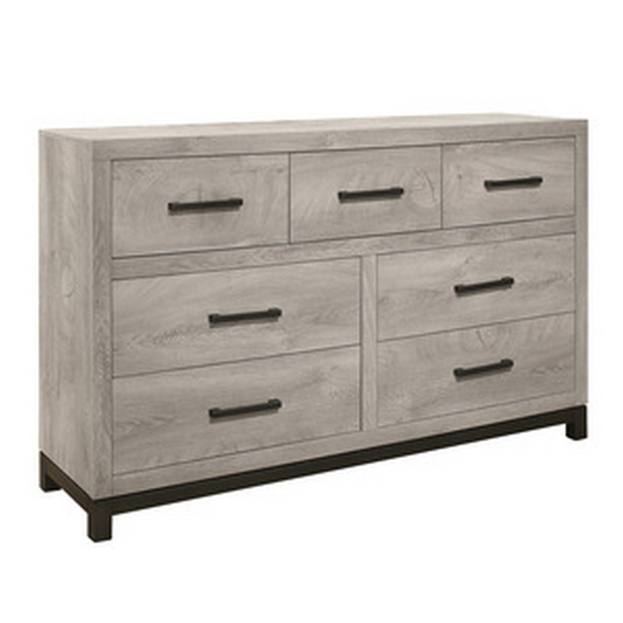 Deena 59 Inch 7 Drawer Wide Dresser， Metal Handles， Two Toned， Light Gray - - 37609511 - Mycitystee