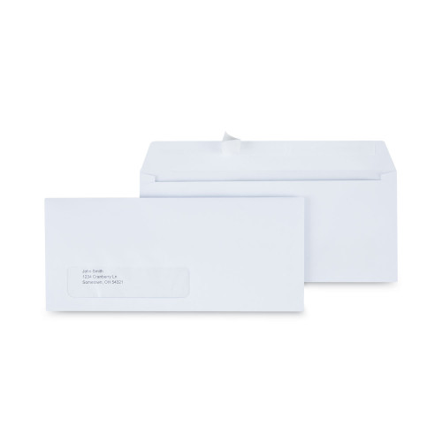 Universal Peel Seal Strip Business Envelope， Address Window， #10， Square Flap， Self-Adhesive Closure， 4.13 x 9.5， White， 500/Box (36005) - Mycitystee