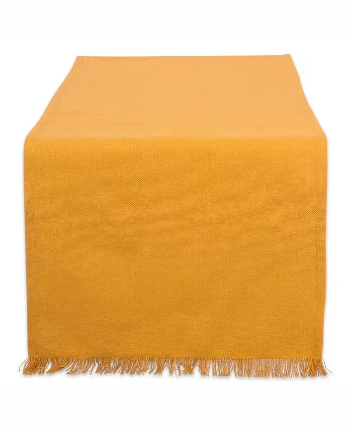 Design Imports Solid Pumpkin Spice Heavyweight Fringed Table Runner 14