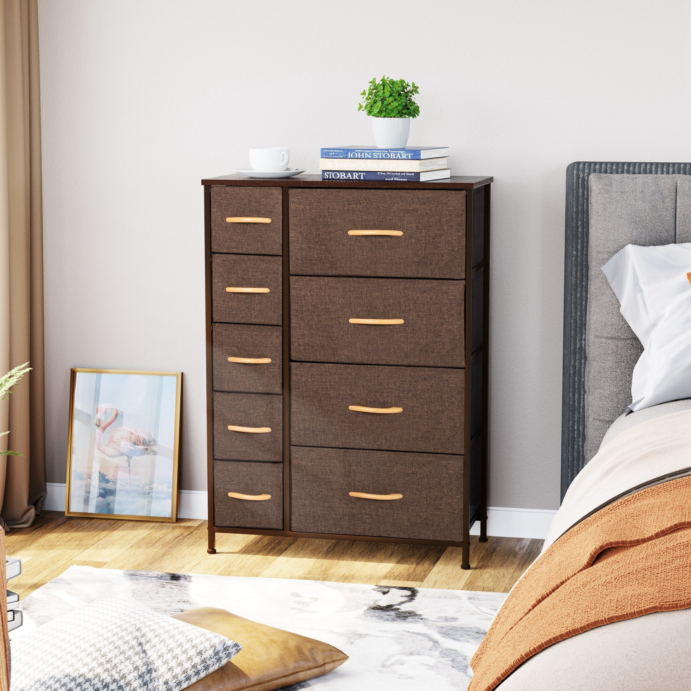 Pellebant Fabric Vertical Dresser Storage Tower with 9 Drawers - - 34486418 - Mycitystee