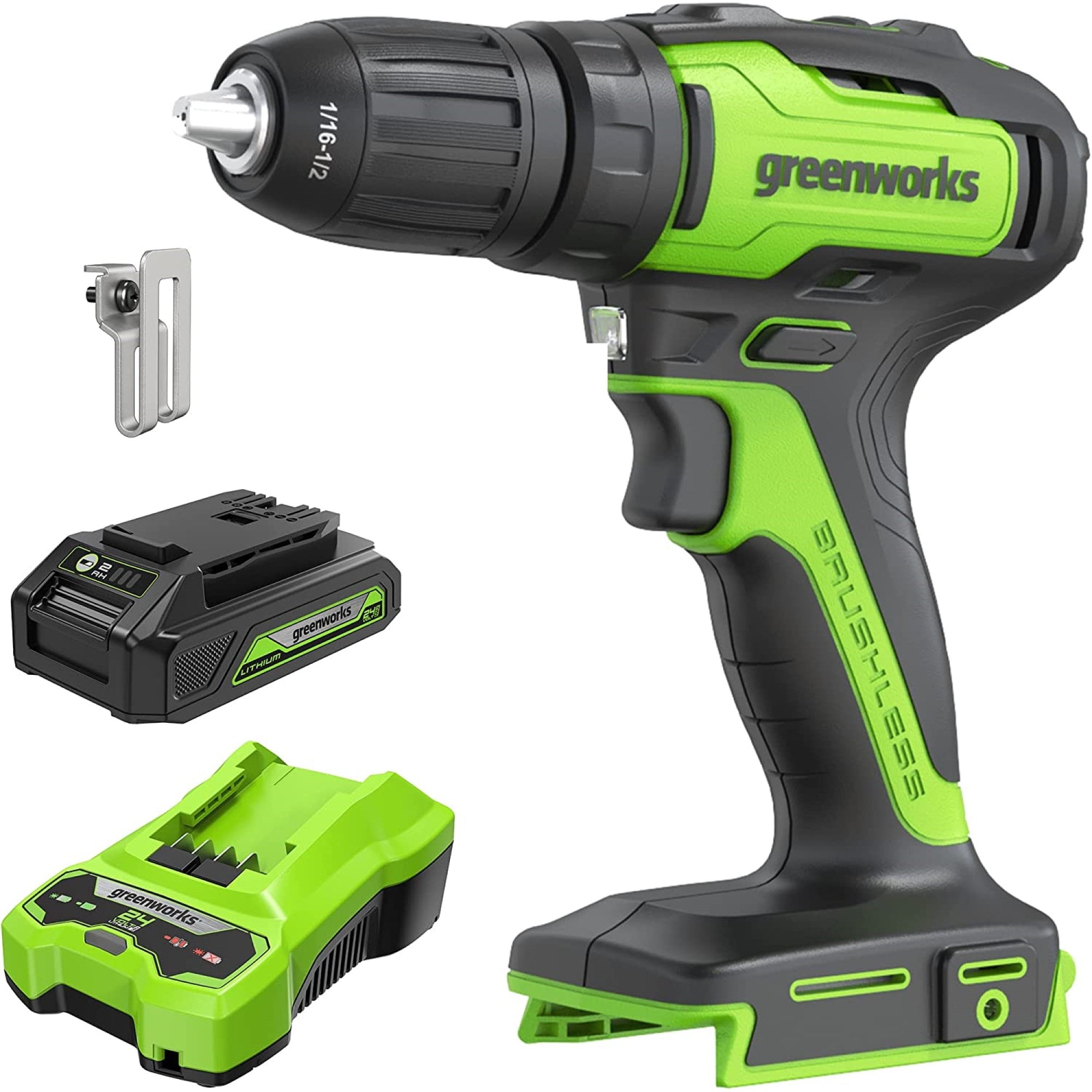 24V Cordless Battery Brushless Drill / Driver w/ (2) 2.0Ah USB Batteri - Mycitystee