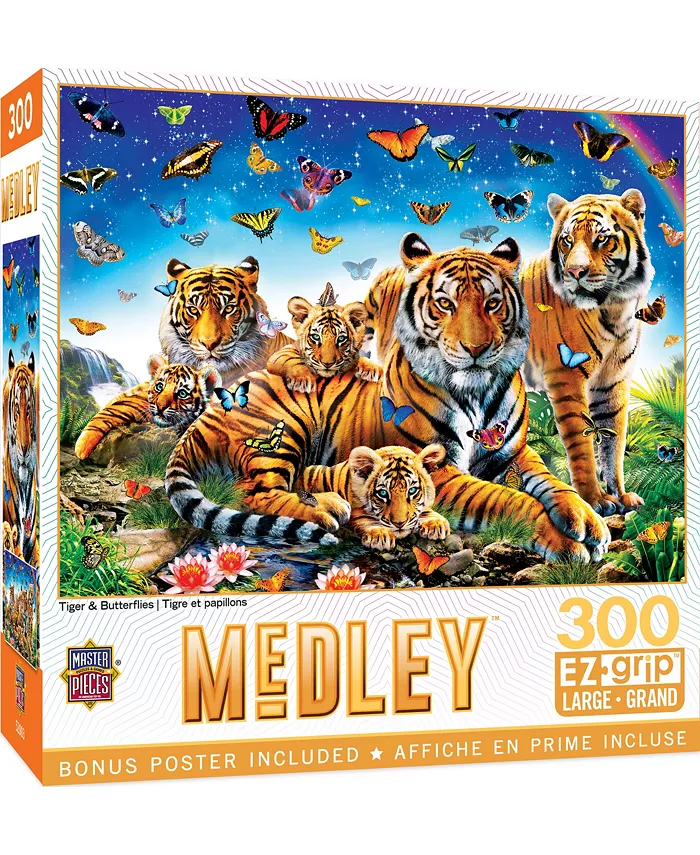 MasterPieces Puzzles Medley - Tiger Butterflies 300 Piece Adult jigsaw Puzzle - Mycitystee