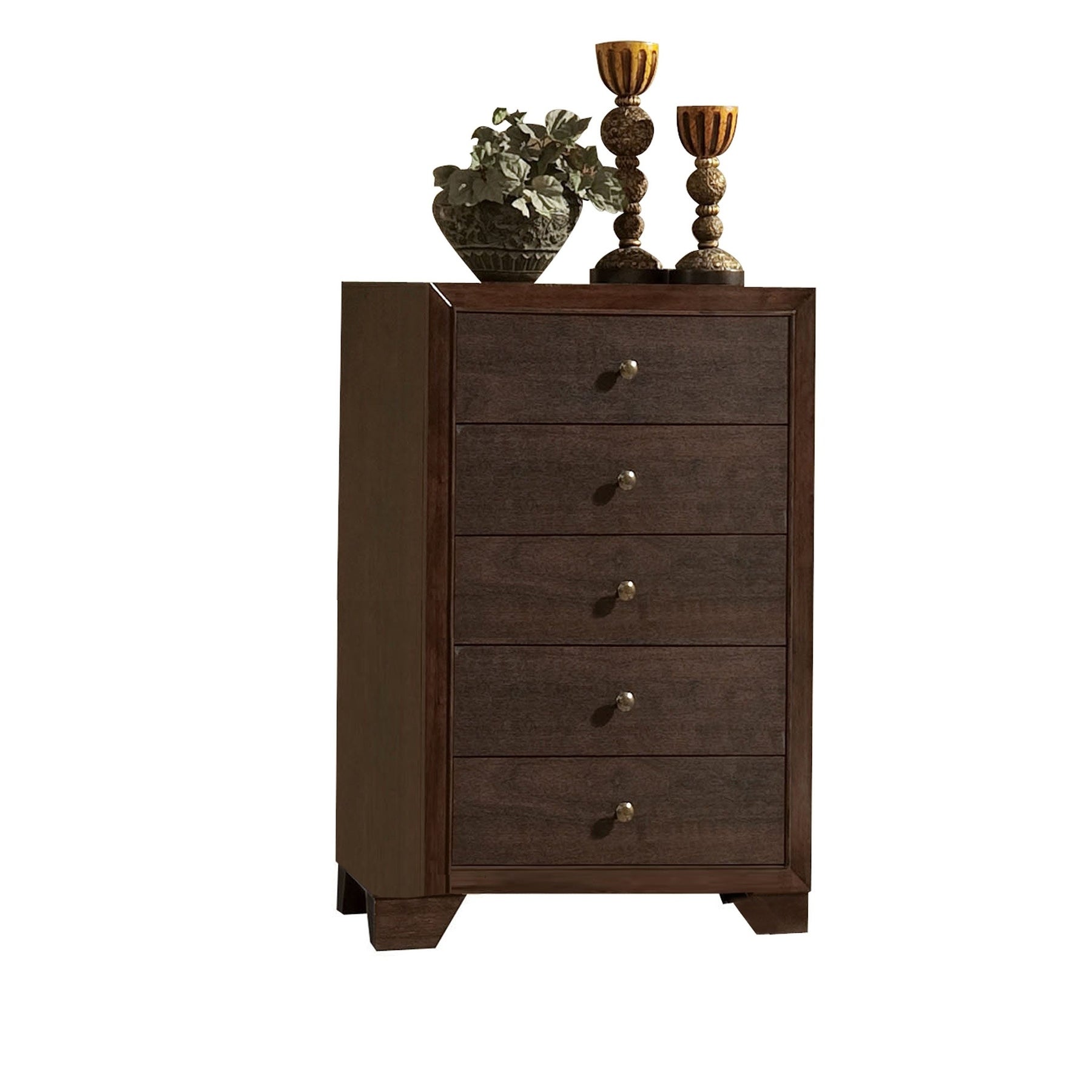 Wooden Chest with 5 Spacious DrawersEspresso Brown - - 22882141 - Mycitystee