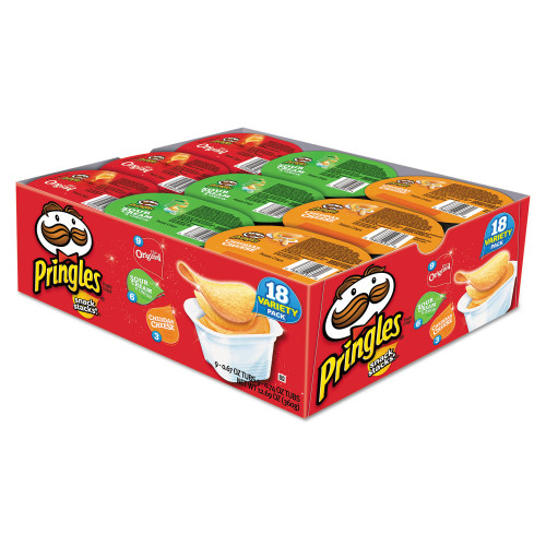 Pringles Potato Chips， Variety Pack， 0.74 oz Canister， 18/Box (18251) - Mycitystee
